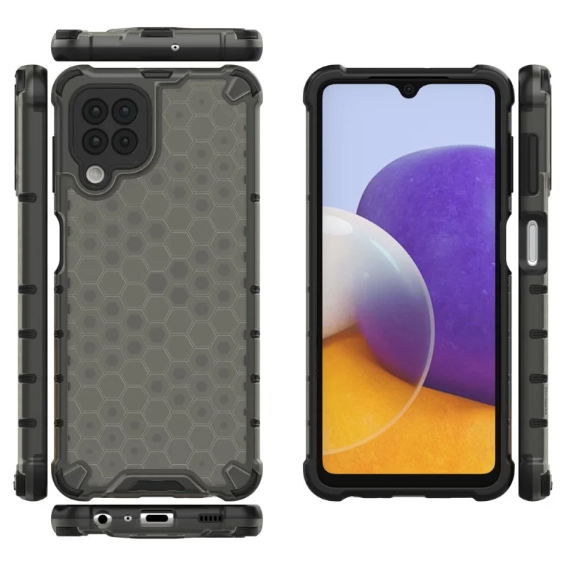 Honeycomb etui pancerny pokrowiec z żelową ramką Samsung Galaxy A22 4G czarny - obrazek 2