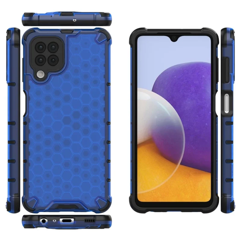 Honeycomb etui pancerny pokrowiec z żelową ramką Samsung Galaxy A22 4G niebieski - obrazek 2