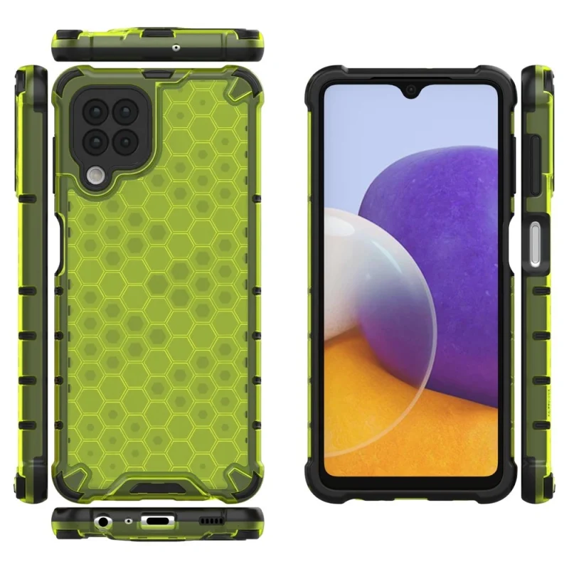 Honeycomb etui pancerny pokrowiec z żelową ramką Samsung Galaxy A22 4G zielony - obrazek 2