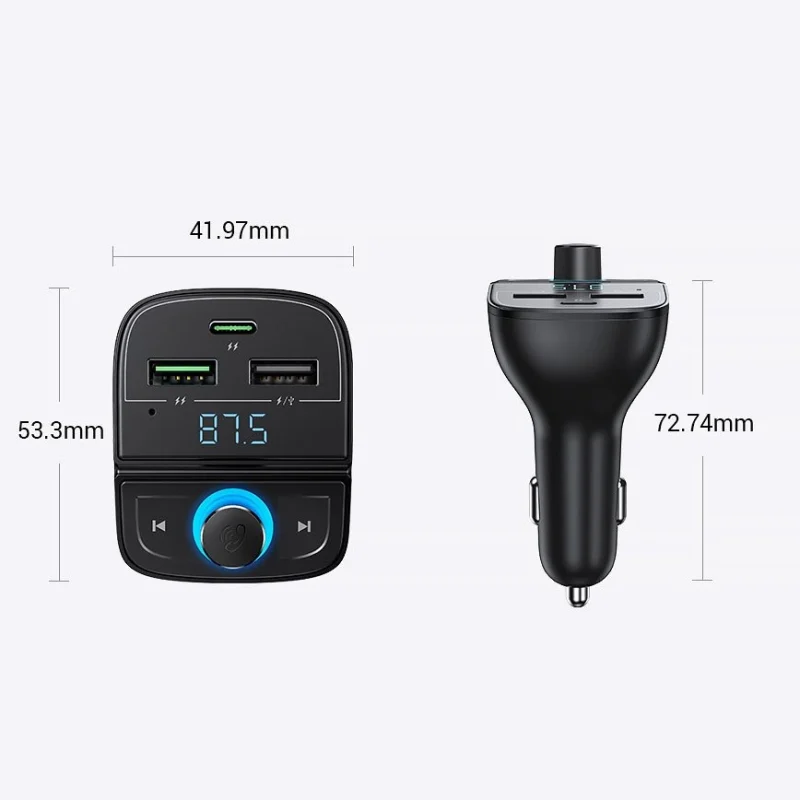 Ugreen Transmiter FM Bluetooth 5.0 ładowarka samochodowa MP3 3x USB TF micro SD 4,8 A czarny (CD229) - obrazek 9