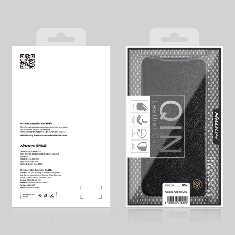 Nillkin Qin skórzana kabura etui Samsung Galaxy A22 4G czarny - obrazek 5