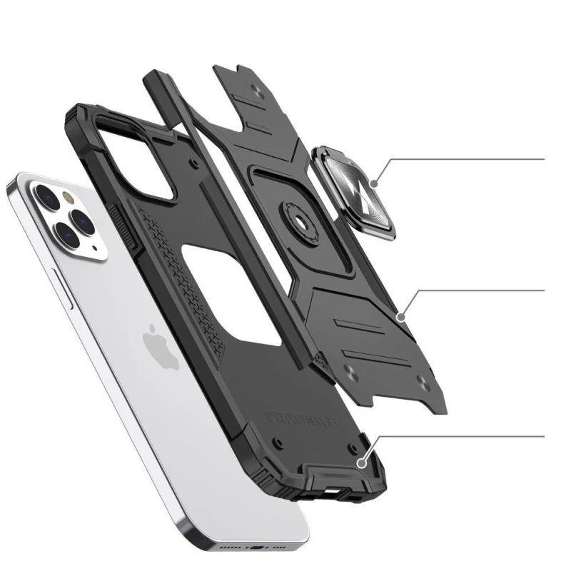 Wozinsky Ring Armor pancerne hybrydowe etui pokrowiec + magnetyczny uchwyt iPhone 13 Pro różowy - obrazek 3