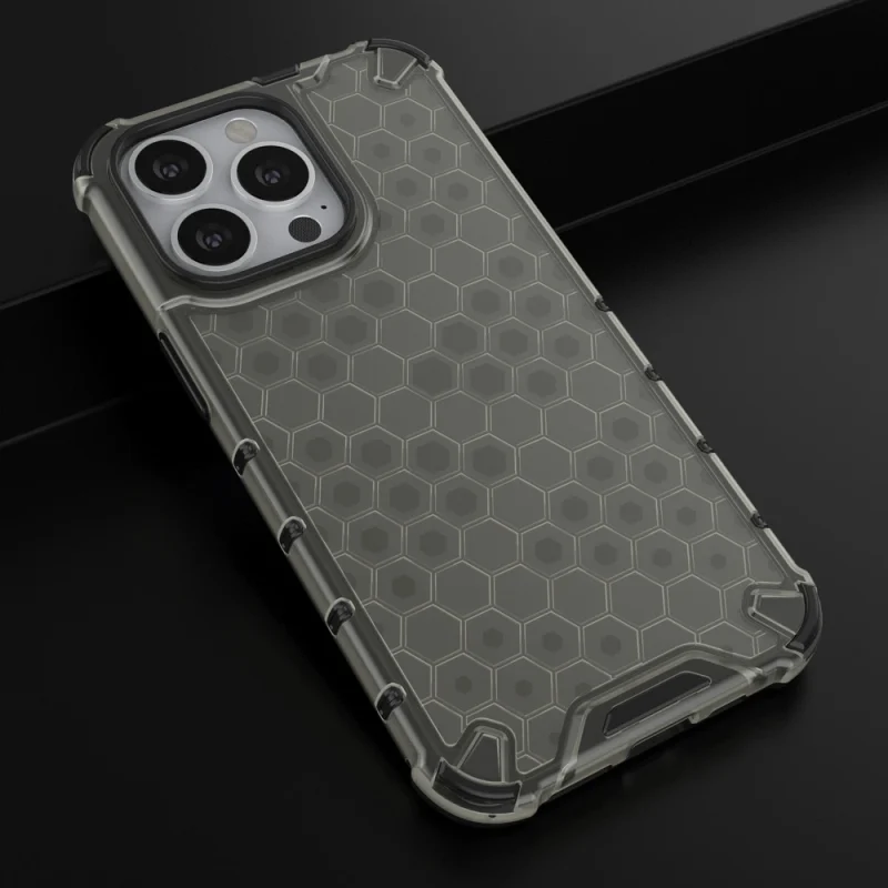 Honeycomb etui pancerny pokrowiec z żelową ramką iPhone 13 Pro czarny - obrazek 14