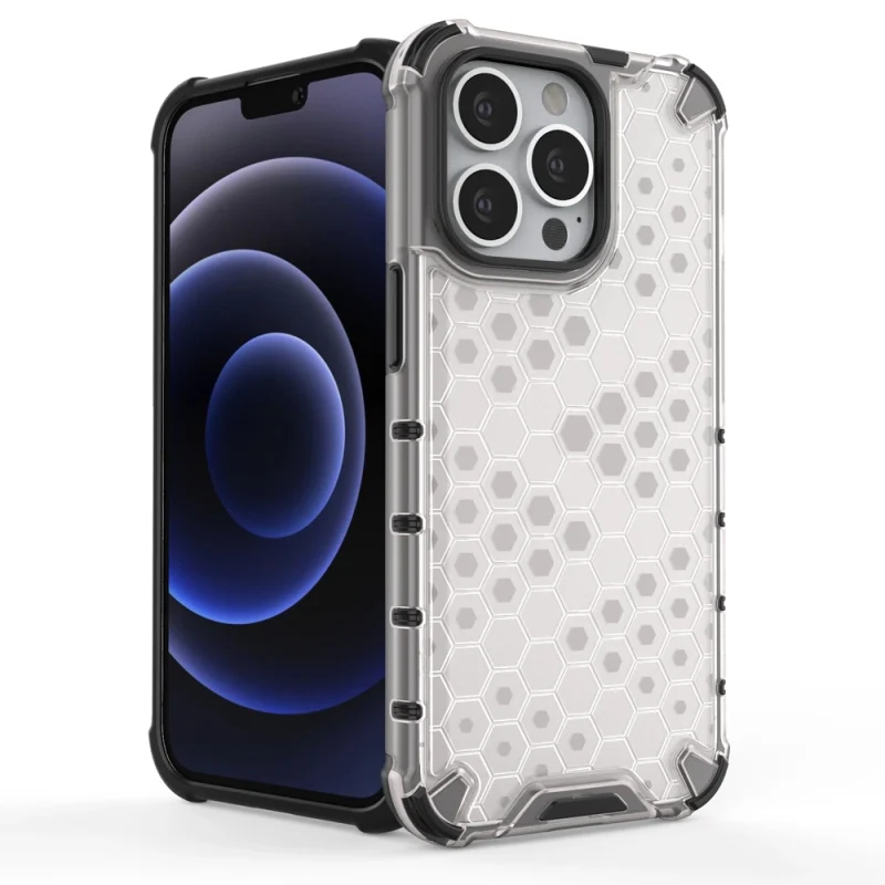 Honeycomb etui pancerny pokrowiec z żelową ramką iPhone 13 Pro czarny - obrazek 3