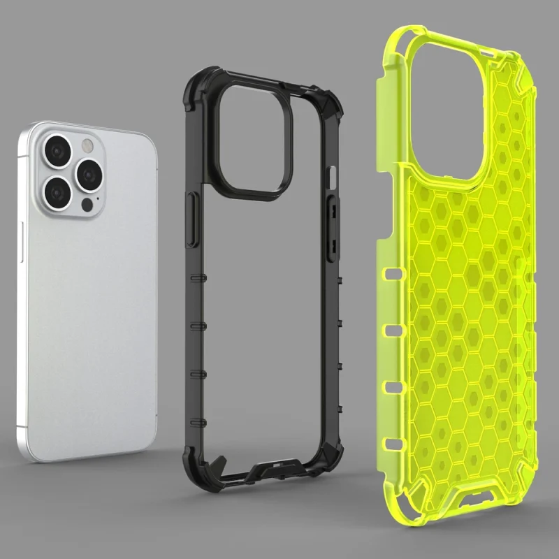 Honeycomb etui pancerny pokrowiec z żelową ramką iPhone 13 Pro czarny - obrazek 6