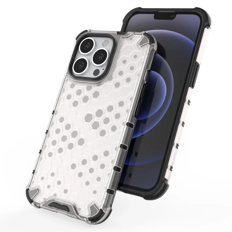 Honeycomb etui pancerny pokrowiec z żelową ramką iPhone 13 Pro czarny - obrazek 8