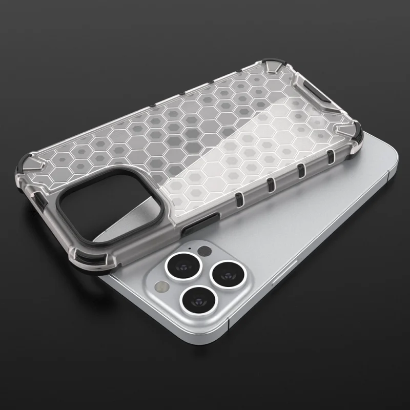 Honeycomb etui pancerny pokrowiec z żelową ramką iPhone 13 Pro czarny - obrazek 9