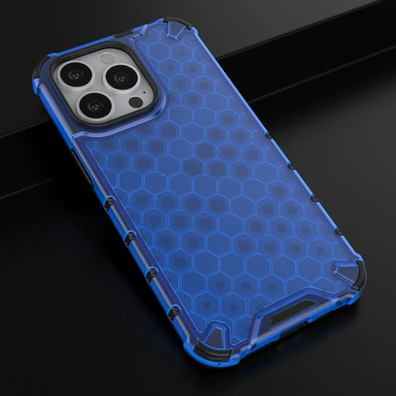 Honeycomb etui pancerny pokrowiec z żelową ramką iPhone 13 Pro niebieski - obrazek 14