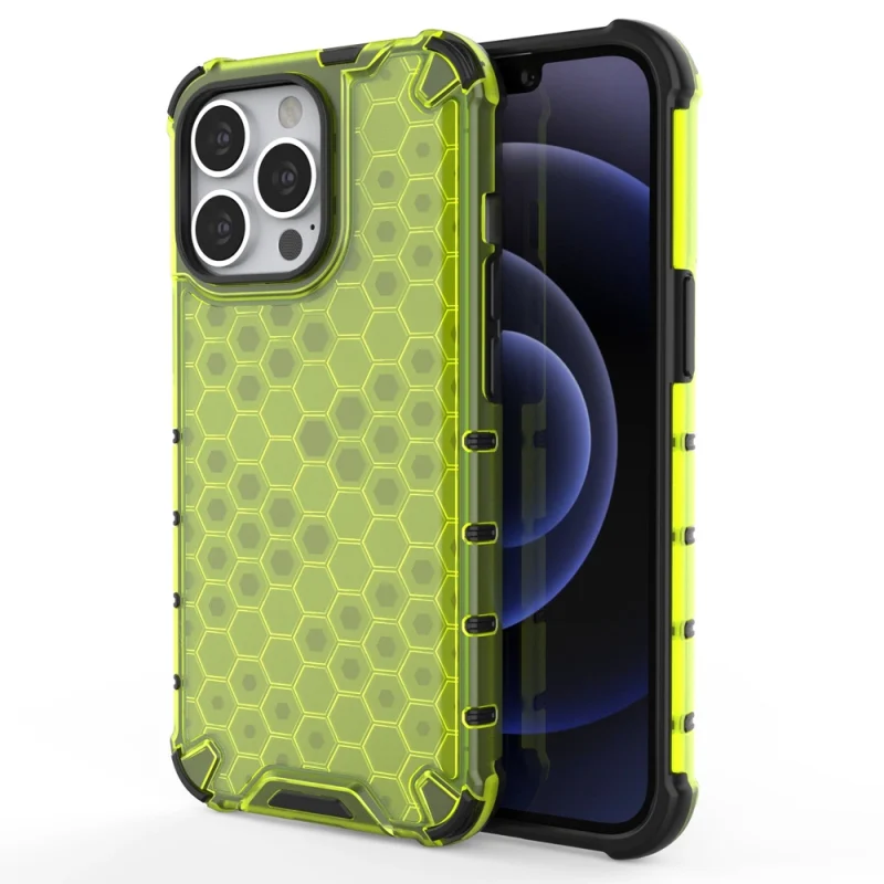 Honeycomb etui pancerny pokrowiec z żelową ramką iPhone 13 Pro zielony