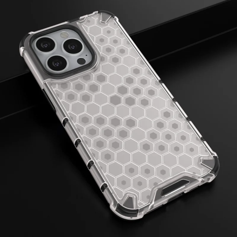 Honeycomb etui pancerny pokrowiec z żelową ramką iPhone 13 Pro przezroczysty - obrazek 14