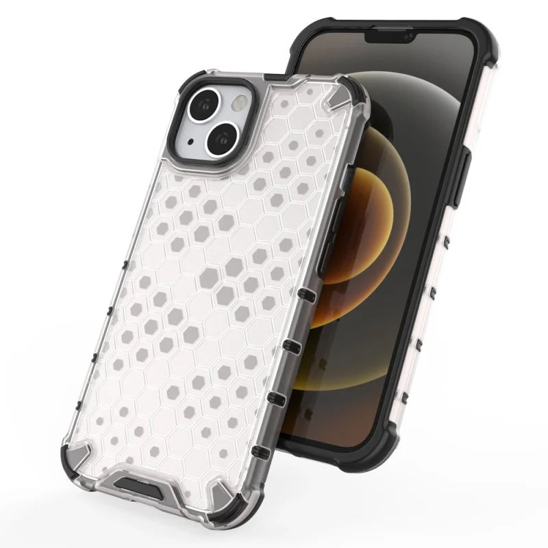 Honeycomb etui pancerny pokrowiec z żelową ramką iPhone 13 czerwony - obrazek 9