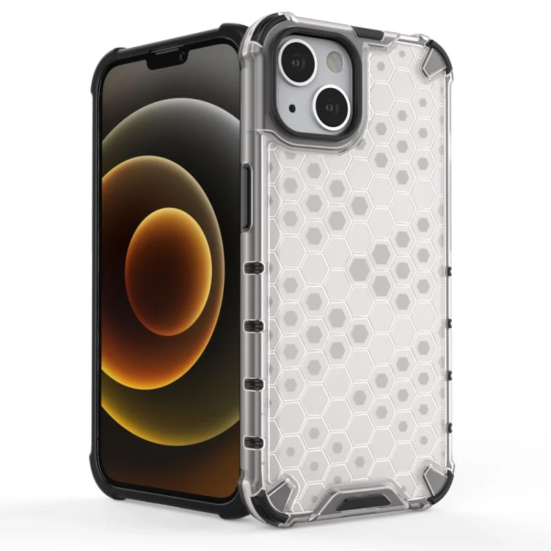 Honeycomb etui pancerny pokrowiec z żelową ramką iPhone 13 czerwony - obrazek 4