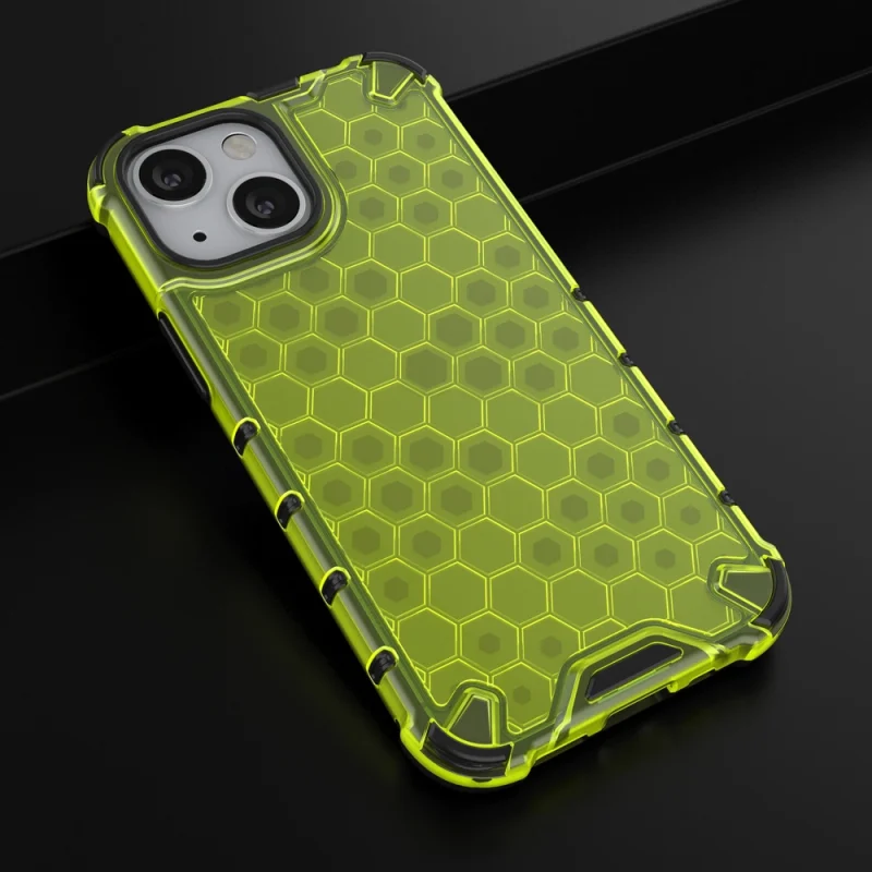 Honeycomb etui pancerny pokrowiec z żelową ramką iPhone 13 mini zielony - obrazek 14