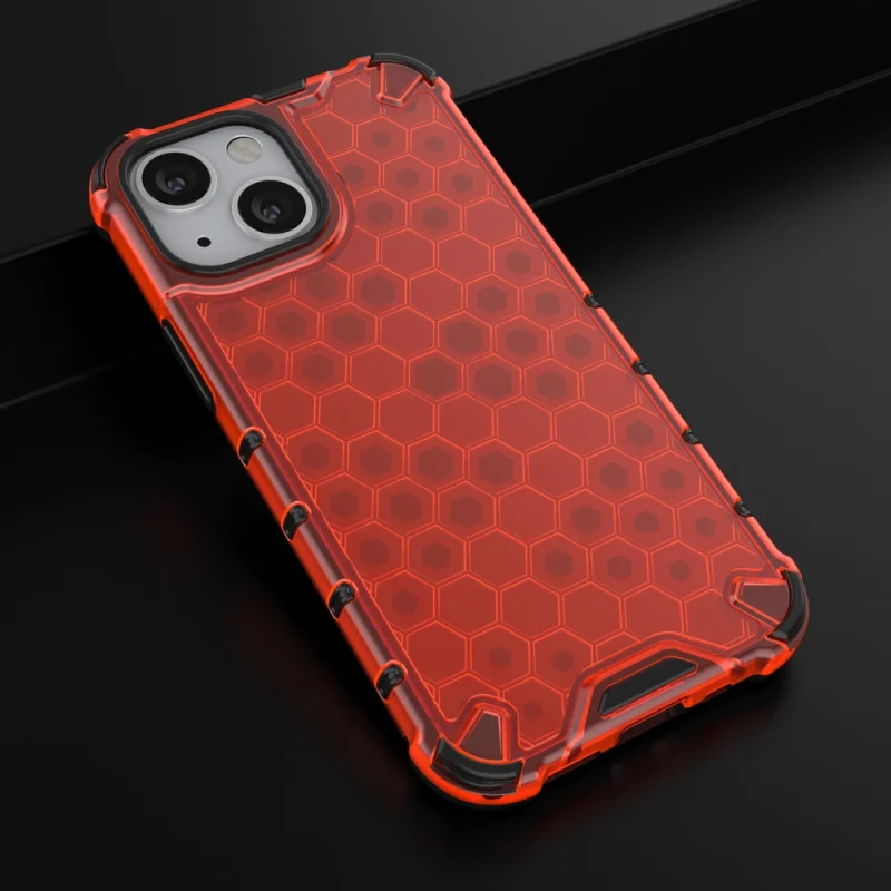 Honeycomb etui pancerny pokrowiec z żelową ramką iPhone 13 mini czerwony - obrazek 14