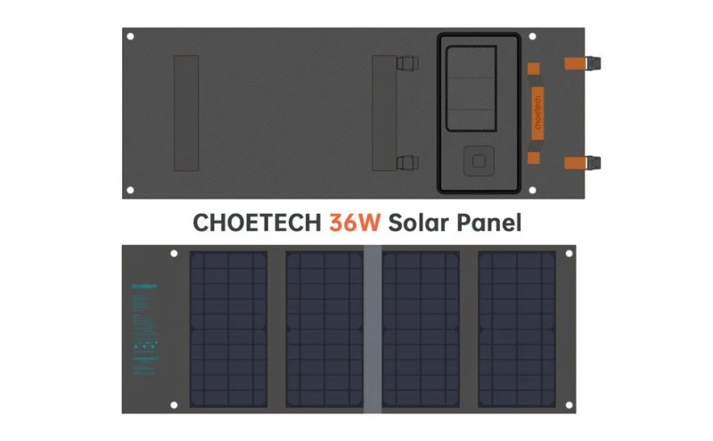 Choetech turystyczna ładowarka solarna USB, USB C 36W QC PD szara (SC006) - obrazek 9