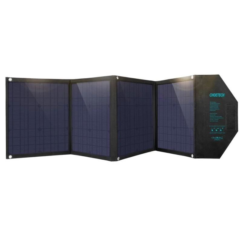 Ładowarka Choetech SC007 solarna duża rozkładana 80W DC / USB-C / 2x USB-A PD, QC - czarna - obrazek 2