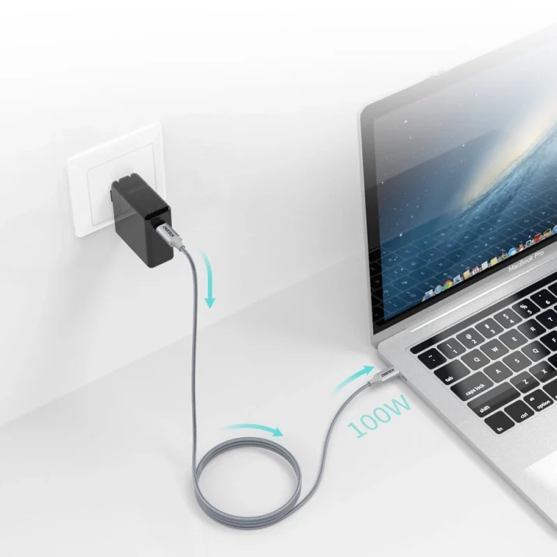 Kabel Choetech XCC-1002-GY USB-C - USB-C PD QC 100W 5A 480Mb/s 1,8m - szary - obrazek 7