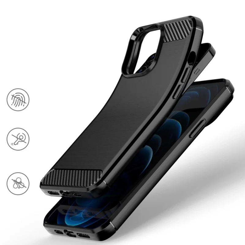 Carbon Case elastyczne etui pokrowiec iPhone 13 Pro Max czarny - obrazek 5