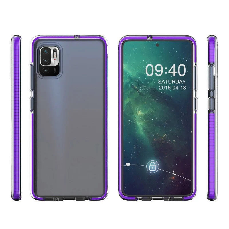 Spring Case pokrowiec żelowe etui z kolorową ramką do Xiaomi Redmi Note 10 5G / Poco M3 Pro czarny - obrazek 2