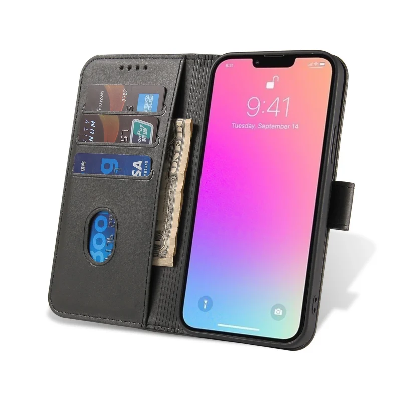 Magnet Case elegancki futerał etui pokrowiec z klapką i funkcją podstawki iPhone 13 Pro Max czarny - obrazek 5