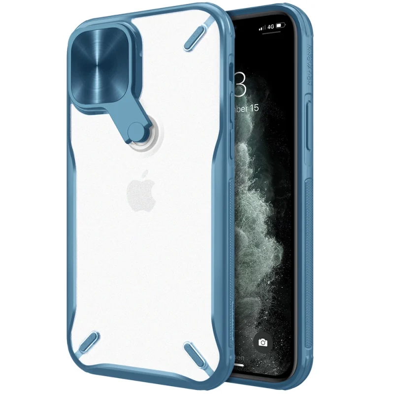 Nillkin Cyclops Case wytrzymałe etui z osłoną na aparat i składaną podstawką iPhone 13 Pro Max niebieski - obrazek 9