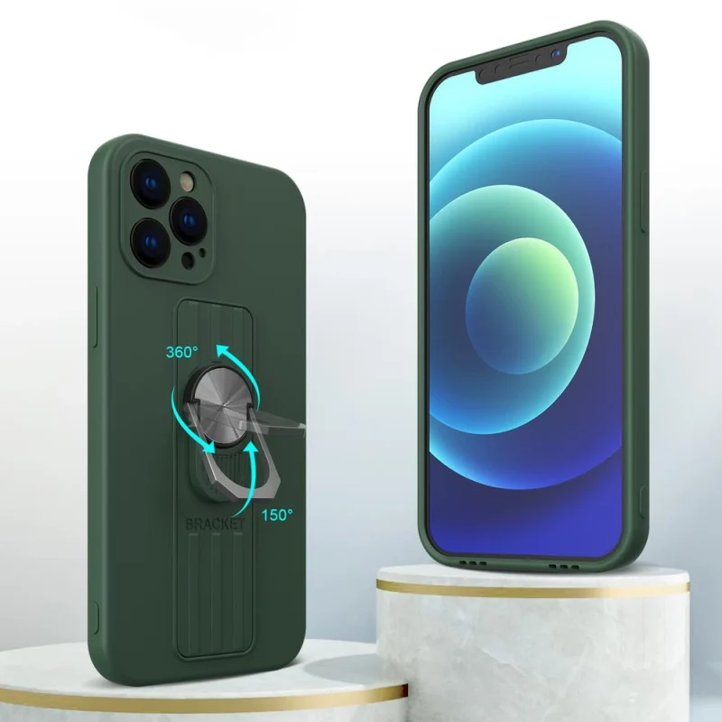 Ring Case silikonowe etui z uchwytem na palec i podstawką do iPhone 11 Pro Max jasnoniebieski - obrazek 3