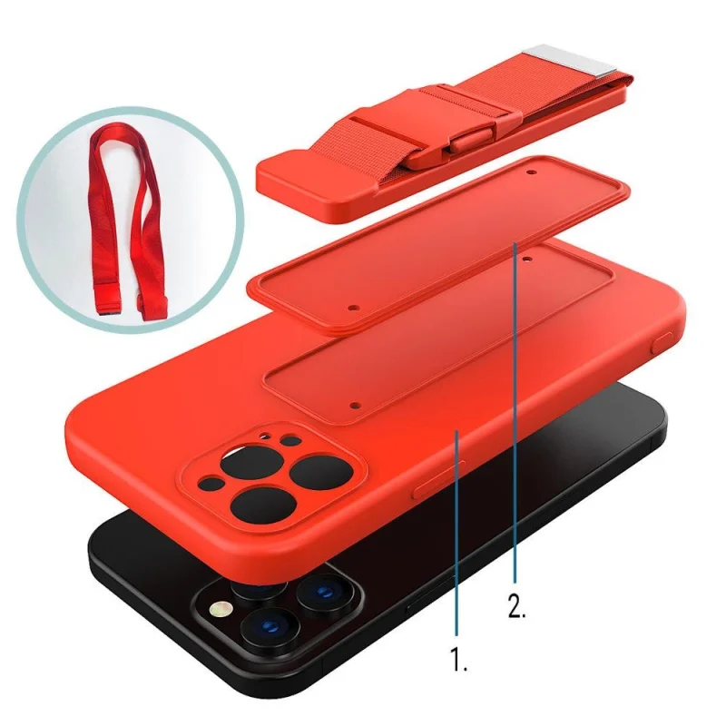 Rope case żelowe etui ze smyczą łańcuszkiem torebka smycz iPhone XR różowy - obrazek 6