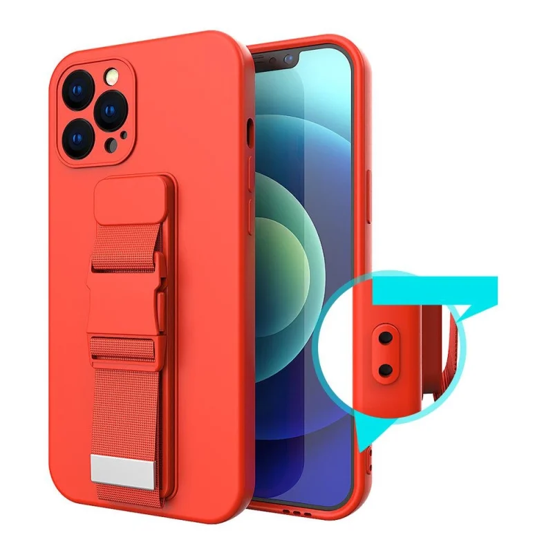 Rope case żelowe etui ze smyczą łańcuszkiem torebka smycz iPhone XR różowy - obrazek 7