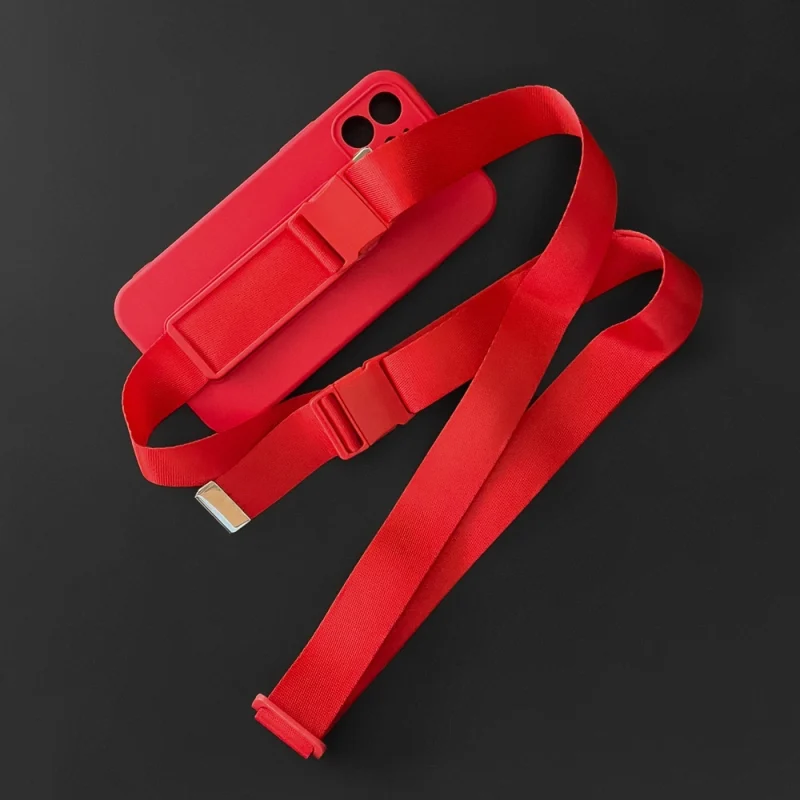 Rope case żelowe etui ze smyczą łańcuszkiem torebka smycz Xiaomi Redmi 9 różowy - obrazek 14