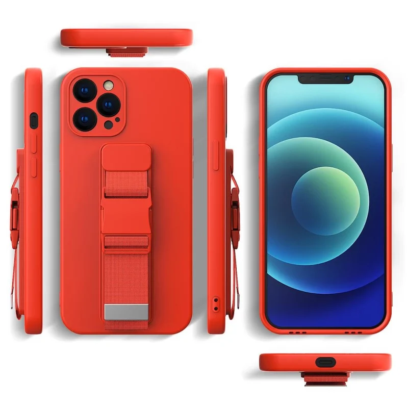 Rope case żelowe etui ze smyczą łańcuszkiem torebka smycz Xiaomi Redmi 9 różowy - obrazek 2