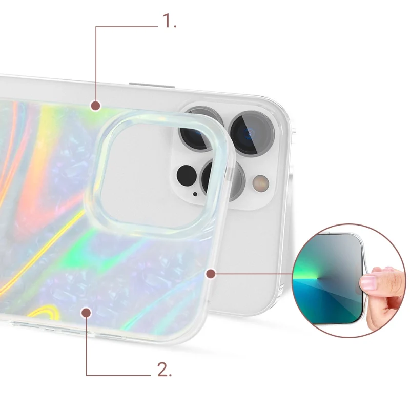 Kingxbar Shell Series luksusowe eleganckie etui na iPhone 13 Pro perłowy-miętowy - obrazek 5