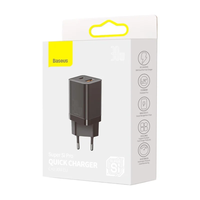 Baseus Super Si Pro szybka ładowarka USB / USB Typ C 30W Power Delivery Quick Charge czarny (CCSUPP-E01) - obrazek 5