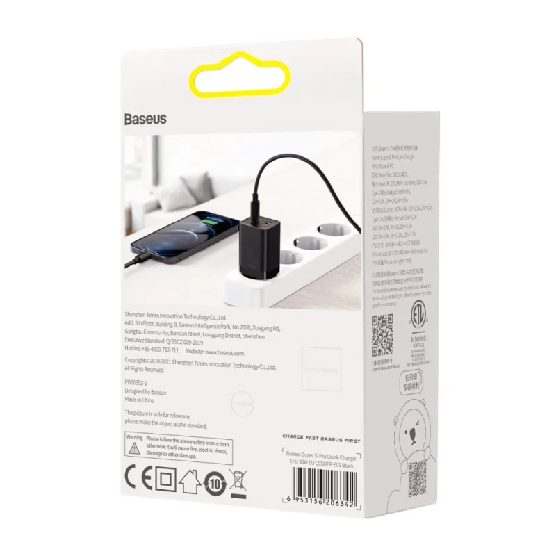 Baseus Super Si Pro szybka ładowarka USB / USB Typ C 30W Power Delivery Quick Charge czarny (CCSUPP-E01) - obrazek 6