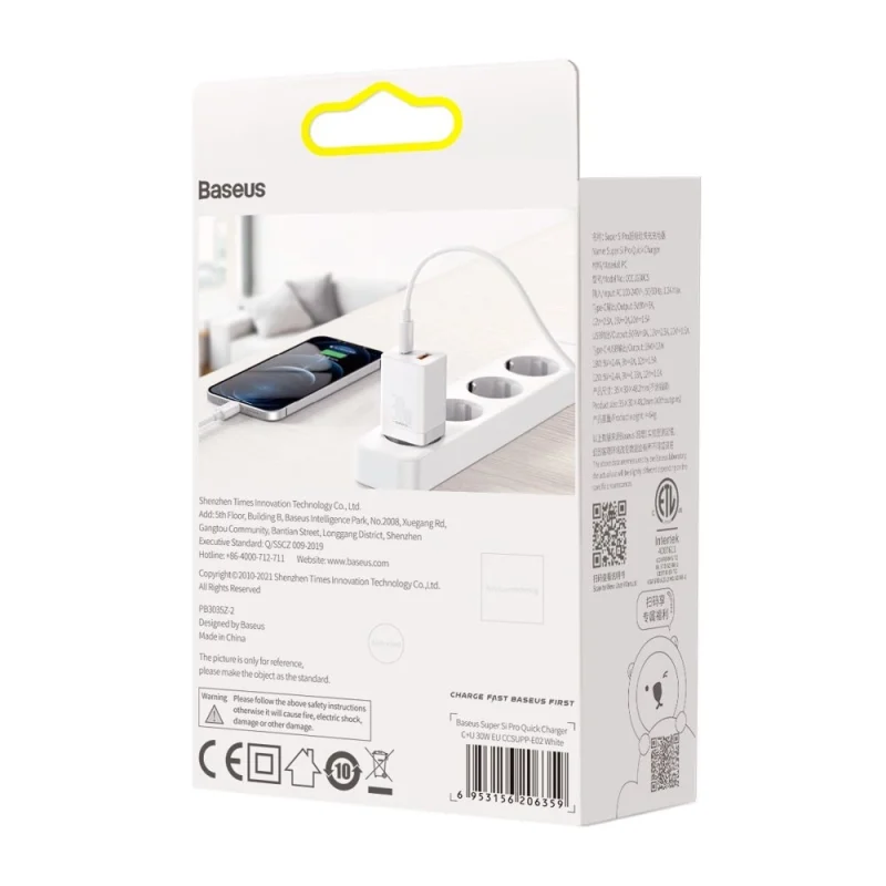 Baseus Super Si Pro szybka ładowarka USB / USB Typ C 30W Power Delivery Quick Charge biały (CCSUPP-E02) - obrazek 6