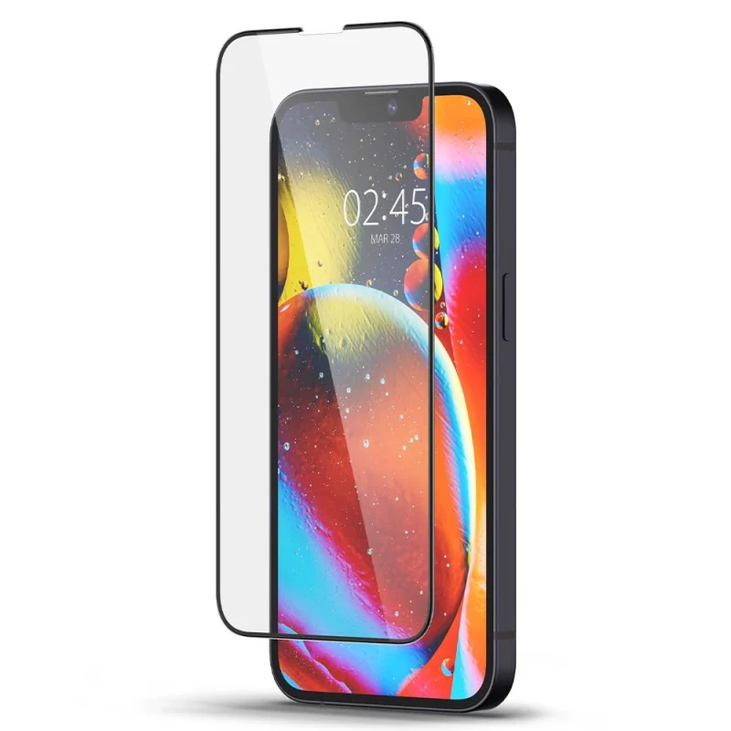 Szkło hartowane Spigen Glass FC na iPhone 13 Pro Max / 14 Plus - czarne - obrazek 5