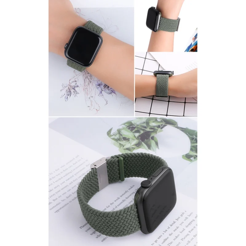 Strap Fabric opaska do Watch Ultra / 9 / 8 / 7 / 6 / SE / 5 / 4 / 3 / 2 (49mm / 45mm / 44mm / 42mm) pleciony materiałowy pasek bransoletka do zegarka czerwony - obrazek 5