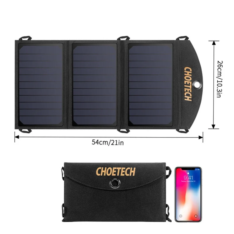 Ładowarka Choetech SC001 solarna składana 19W 2x USB-A - czarna - obrazek 8