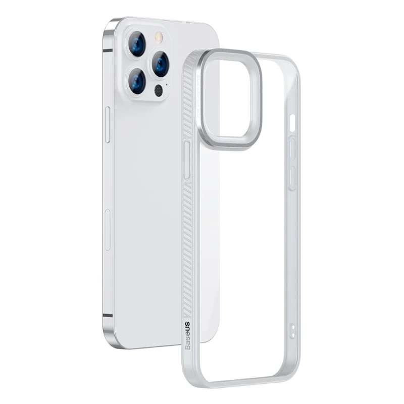 Baseus Crystal Phone Case pancerne etui do iPhone 13 Pro z żelową ramką szary (ARJT000413) - obrazek 3