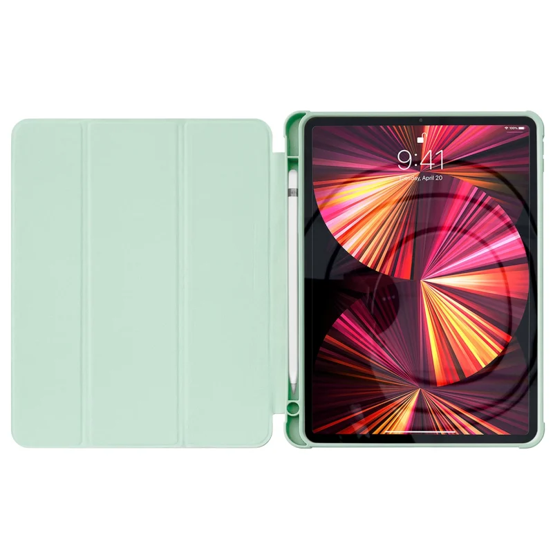 Stand Tablet Case etui Smart Cover pokrowiec na iPad mini 2021 z funkcja podstawki zielony - obrazek 3