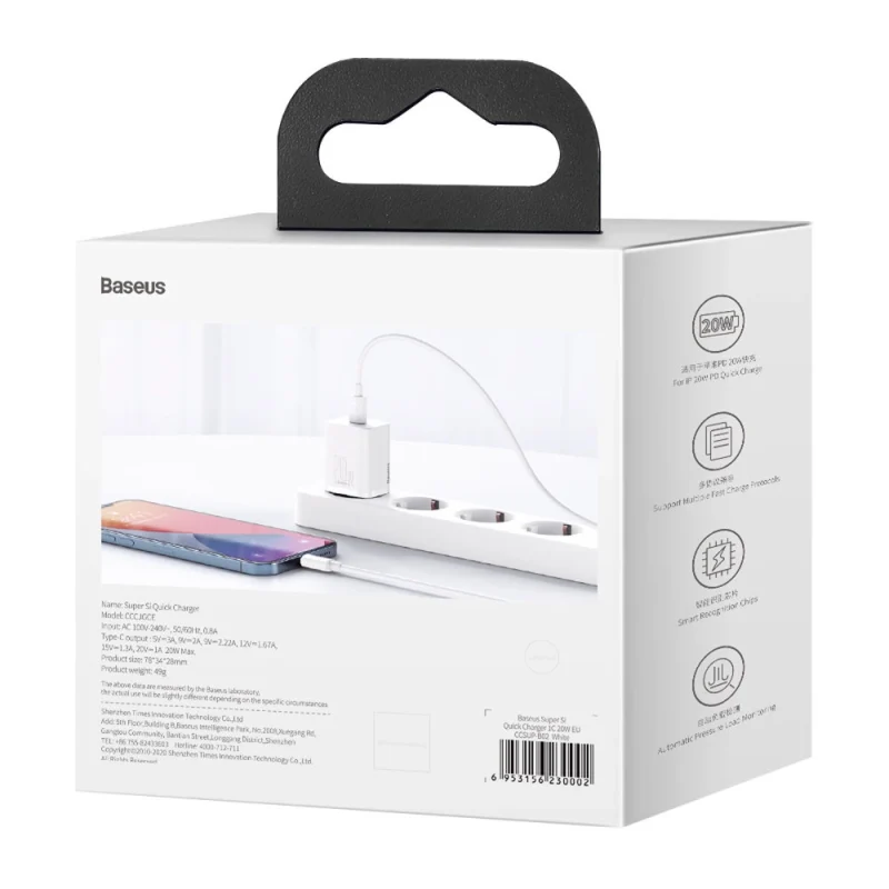 Baseus Super Si 1C szybka ładowarka USB Typ C 20 W Power Delivery biały (CCSUP-B02) - obrazek 6