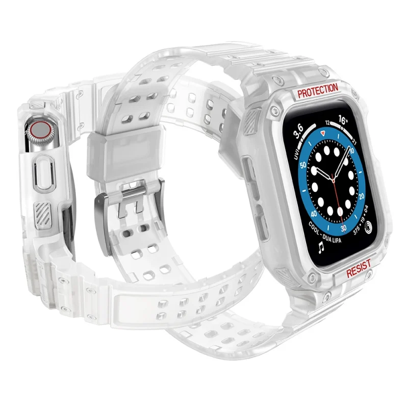 Protect Strap Band opaska z etui do Apple Watch 7 / 6 / 5 / 4 / 3 / 2 / SE (41 / 40 / 38mm) obudowa pancerny pokrowiec na zegarek przezroczysty - obrazek 3