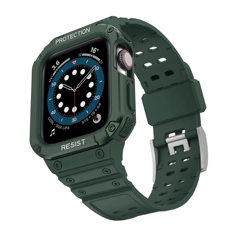 Protect Strap Band opaska z etui do Apple Watch 7 / 6 / 5 / 4 / 3 / 2 / SE (41 / 40 / 38mm) obudowa pancerny pokrowiec na zegarek zielony - obrazek 2