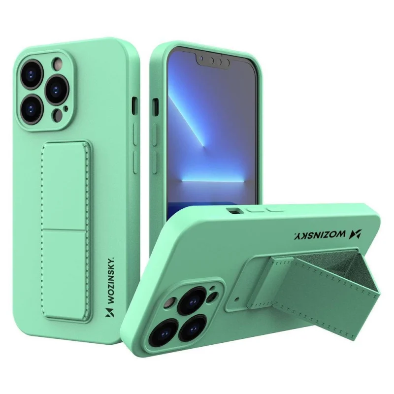 Wozinsky Kickstand Case silikonowe etui z podstawką iPhone 13 Pro miętowe