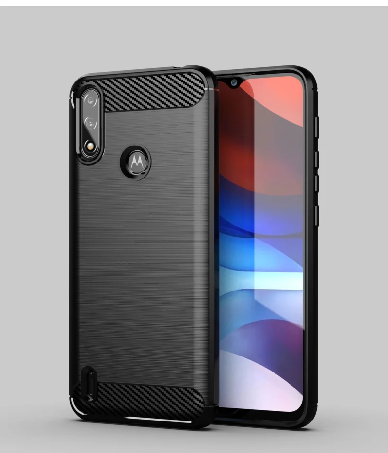 Carbon Case elastyczne etui pokrowiec Motorola Moto E7i Power czarny - obrazek 6