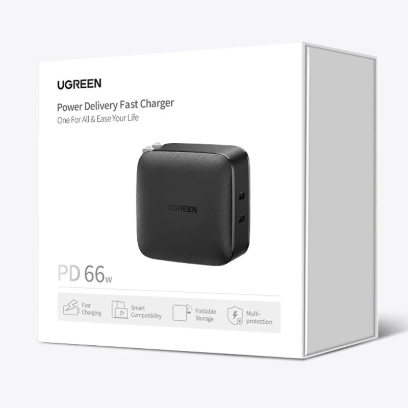 Ugreen ładowarka sieciowa 2x USB Typ C 66W Power Delivery 3.0 Quick Charge 4.0+ czarny (CD216) - obrazek 5