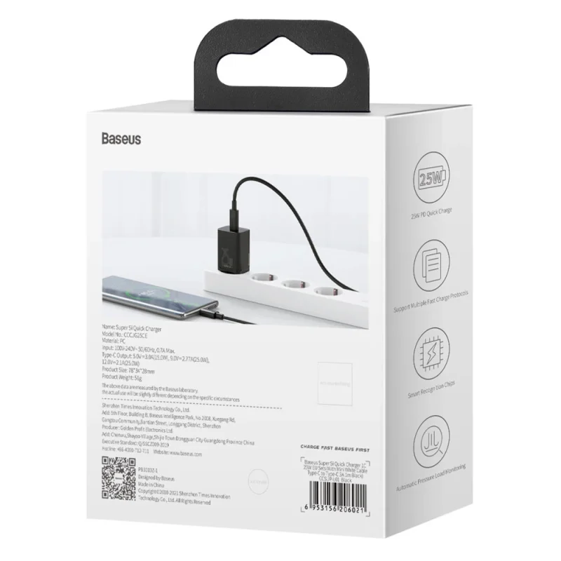 Baseus Super Si 1C szybka ładowarka USB Typ C 25W Power Delivery Quick Charge czarny (CCSP020101) - obrazek 8