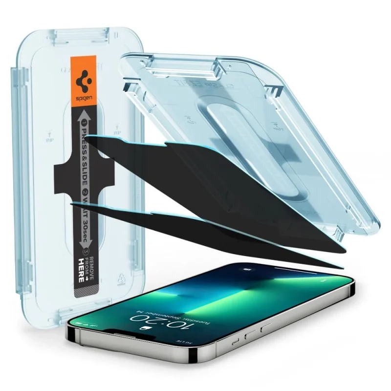 Szkło hartowane Spigen Glas.tR EZ Fit Privacy na iPhone 13 / 13 Pro / 14 - 2 szt. - obrazek 7