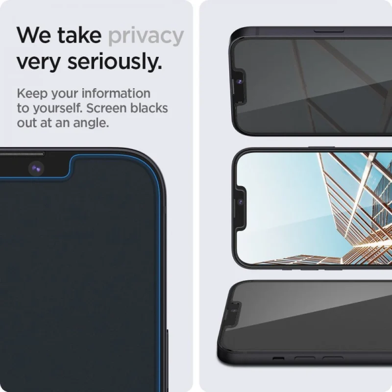 Szkło hartowane Spigen Glas.tR EZ Fit Privacy na iPhone 13 / 13 Pro / 14 - 2 szt. - obrazek 11