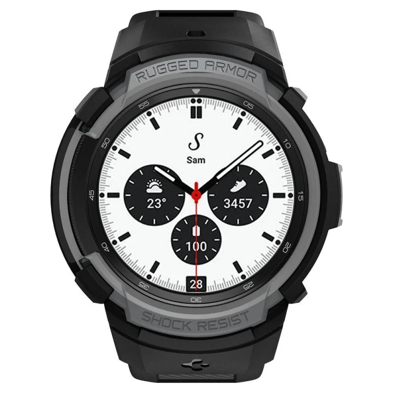 Etui z paskiem Spigen Rugged Armor Pro na Samsung Galaxy Watch 4 Classic 42 mm - szare - obrazek 12