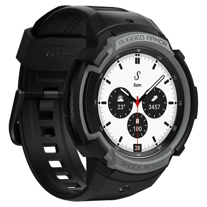 Etui z paskiem Spigen Rugged Armor Pro na Samsung Galaxy Watch 4 Classic 42 mm - szare - obrazek 16